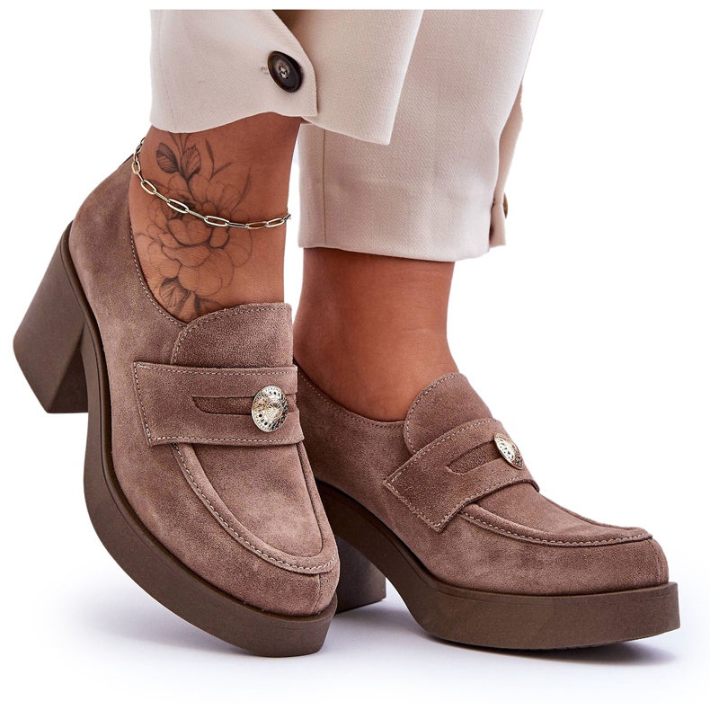 Lemar Chaussures à Talon en Daim pour Femme Beige Dunadia