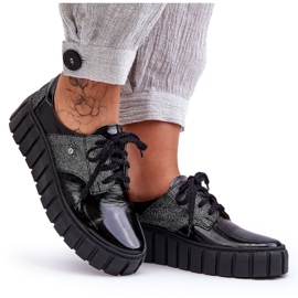 Lemar Chaussures à Plateforme en Cuir Noir Hypnosis