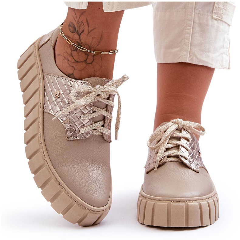 Lemar Chaussures en cuir sur plateforme d'hypnose beige