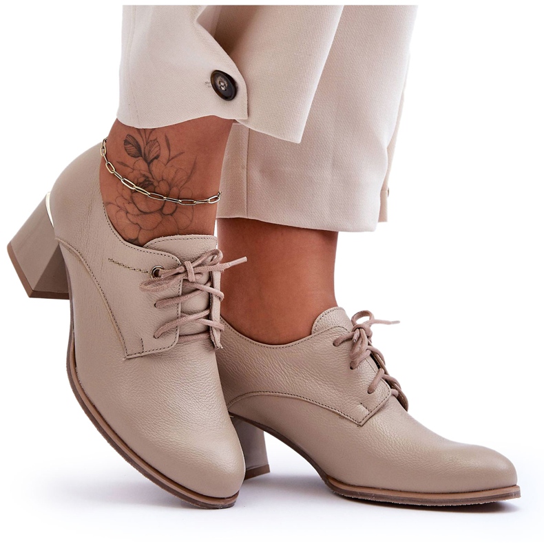 Laura Messi Escarpins Femme Cuir Beige Keria