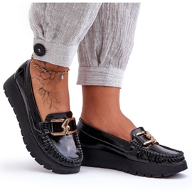 Lemar Mocassins plateforme en cuir noir Desmond avec ornements