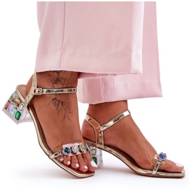 Sandales à Talons Hauts Femme avec Cristaux Doré S.Barski MR1037-01