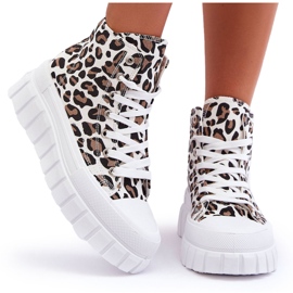 PS1 Baskets Montantes Femme Motif Léopard Blanc Florens blanche