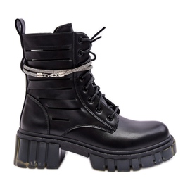Bottes de travail Rocky noires à la mode avec une sangle décorative