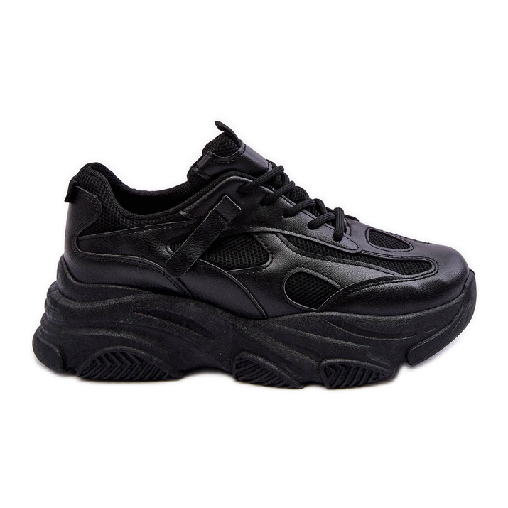 PG1 Baskets à plateforme épaisses pour femmes Noir Agnenia le noir