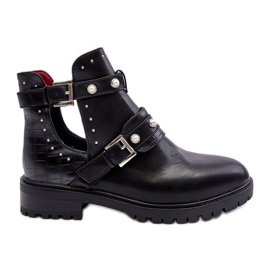 Bottes Trappeur Femme Avec Perles Noir Klarisa