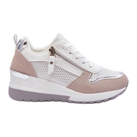 PG1 Baskets Compensées Femme Beige Et Blanc Sivan - KeeShoes