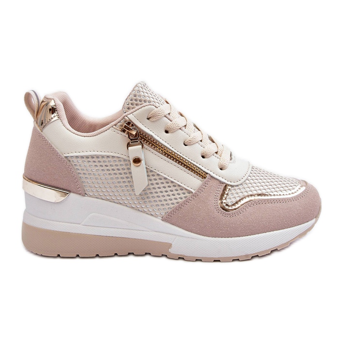 PG1 Baskets Compensées Femme Beige Et Blanc Sivan