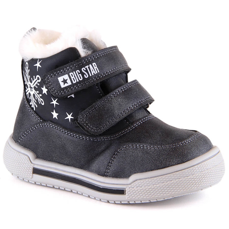 Bottes de neige bottes d'hiver pour enfants isolées avec velcro Big Star KK374191 le noir