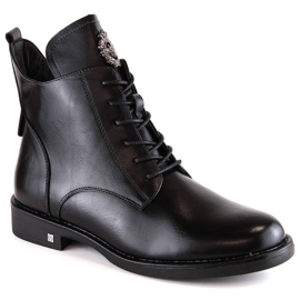 Bottes noires à lacets et fermeture éclair pour femmes Potocki SZ12179 le noir