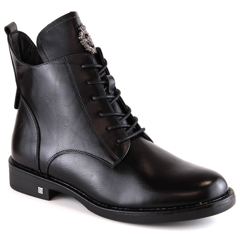 Bottes noires à lacets et fermeture éclair pour femmes Potocki SZ12179 le noir