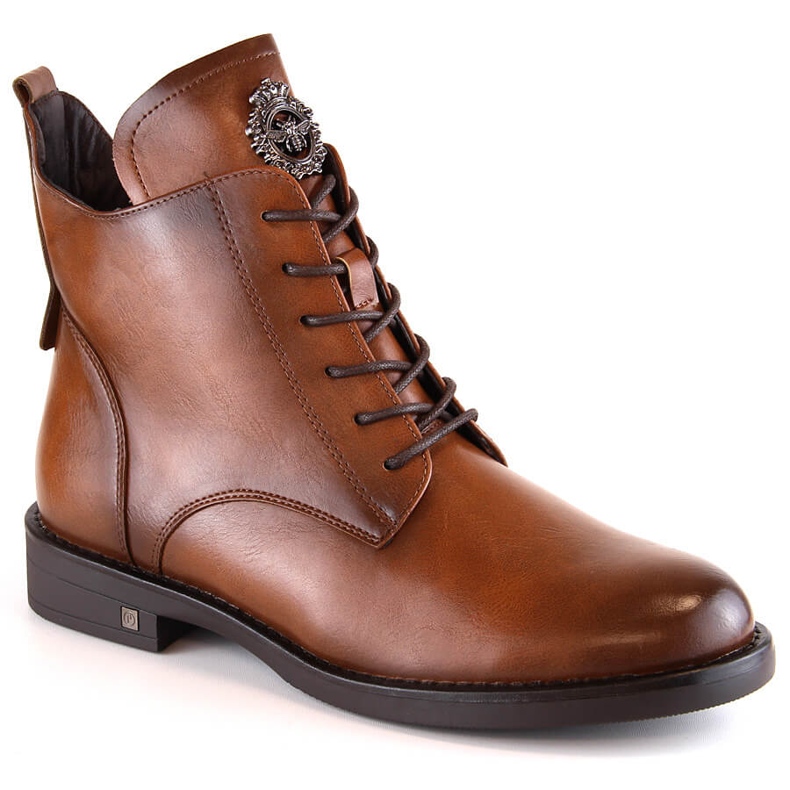 Bottines marron à lacets et fermeture éclair pour femme Potocki SZ12179 brun