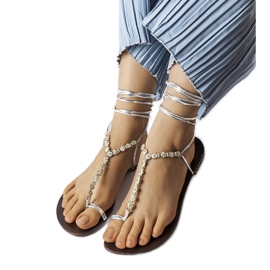 Sandales en argent avec zircons cubiques de Troghi
