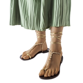 Sandales dorées avec strass de Troghi d'or