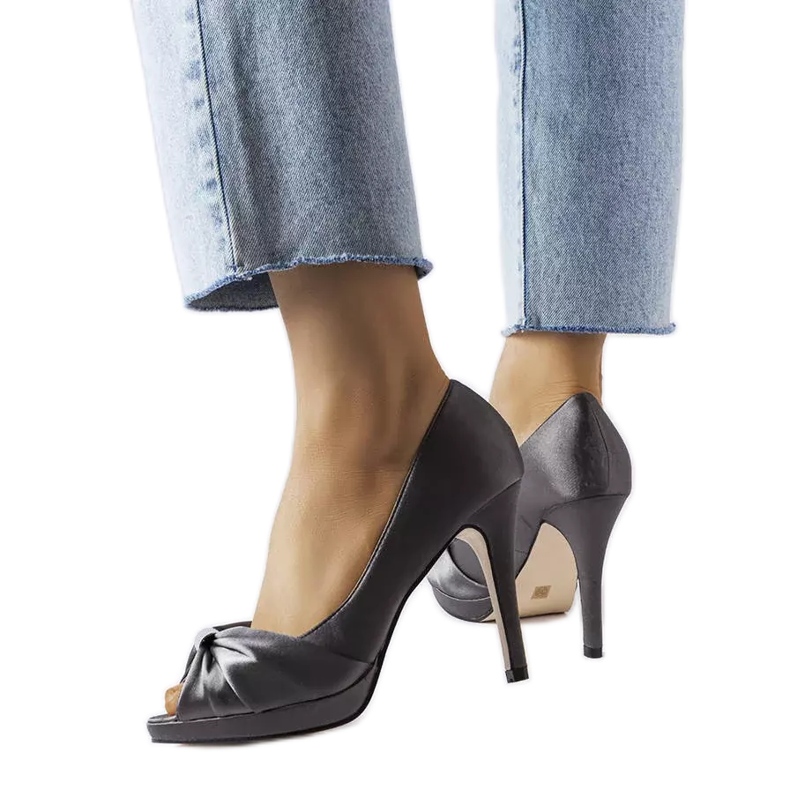 Escarpins peep toe gris Paré