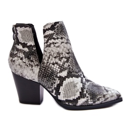 Bottines Serpent Découpées Femme Noir Et Blanc Caderina