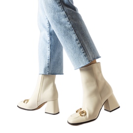 Bottines beiges à talons blocs Castione