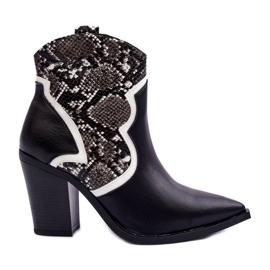 Santiags Serpent Femme Noir Et Blanc Leara le noir
