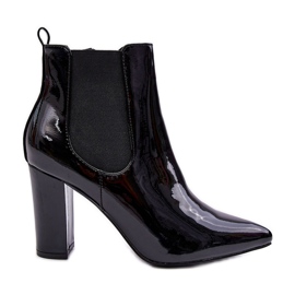 Bottes Laquées Sur Un Talon Noir Evita le noir