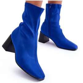 Bottes à glissière en tissu bleu Amisa