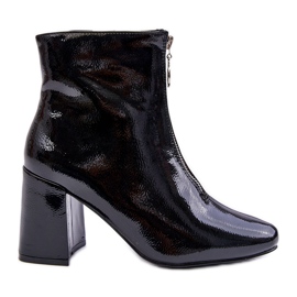 Bottes Laquées Avec Fermeture Éclair Décorative Noir Sevil le noir