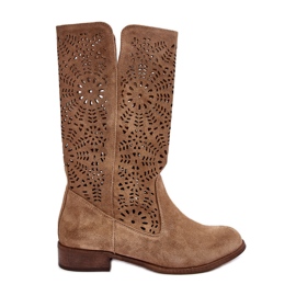 Lewski Shoes Bottines Daim Ajourées Leewski 3366/2 Beige