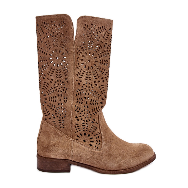 Lewski Shoes Bottines Daim Ajourées Leewski 3366/2 Beige