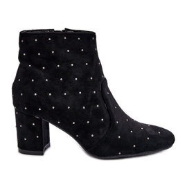 Bottines en Daim pour Femme Ornées de Clous Noir Antede le noir
