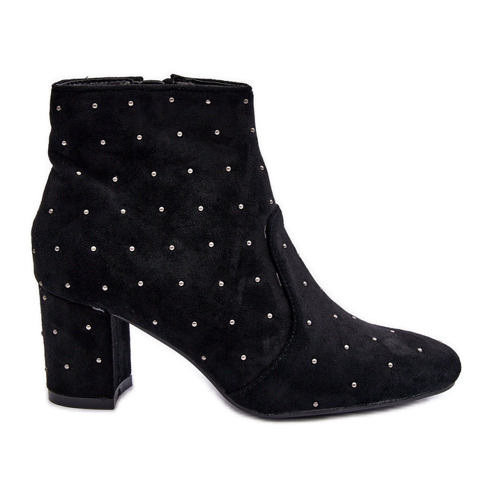 Bottines en Daim pour Femme Ornées de Clous Noir Antede le noir