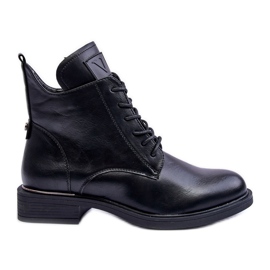 Vinceza Bottes de Travail en Cuir pour Femme Noir Tedrick