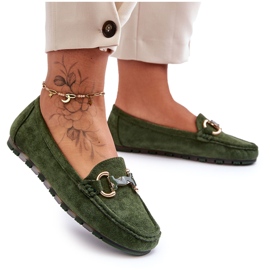 PG1 Mocassins Femme En Daim Avec Décoration Dionira Verte PG1 Mocassins Femme En Daim Avec Décoration Dionira Verte