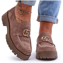 Laura Messi Chaussures Femme En Daim Avec Décoration Beige Foncé Rosefalls