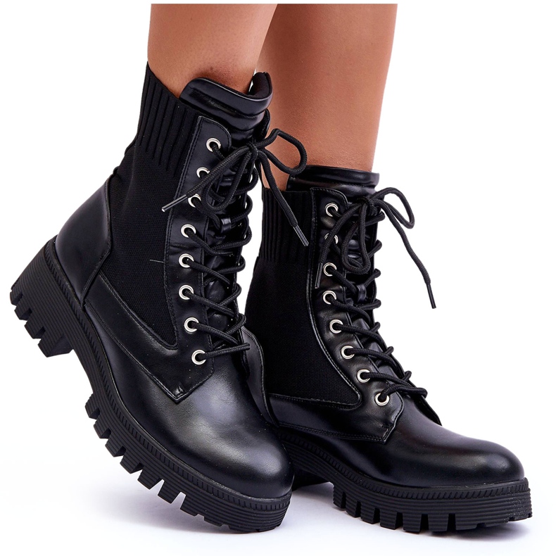 FD1 Bottes Worker Femme Avec Chaussette Noir Melaste le noir