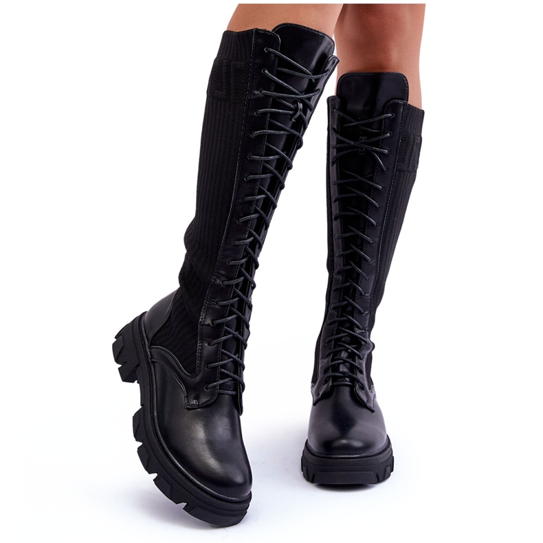 PS1 Bottines Chaussettes Plates Noir Itona le noir
