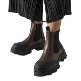 Bottes à enfiler marron foncé de Sibyla brun