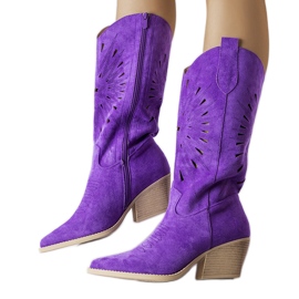 Santiags ajourées violettes Valdengo