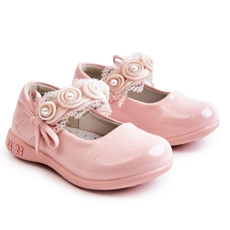 Ballerines Velcro pour enfants avec dentelle, rose Ballerines Velcro pour enfants avec dentelle, rose