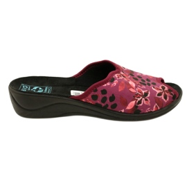 Chaussons Velours Femme Adanex 28344 Bordeaux avec Fleurs noir