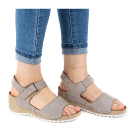 WASAK Sandales confortables en cuir pour femmes 0474W gris