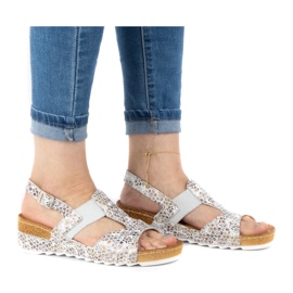 WASAK Sandales confortables en cuir pour femmes 0622W gris
