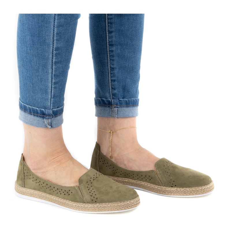 WASAK Chaussures femme espadrilles en cuir 0646W vert