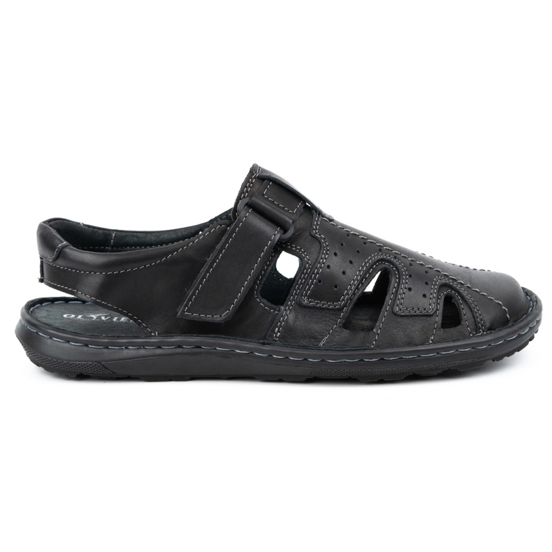 Olivier Sandales cuir été homme 678MA noir le noir
