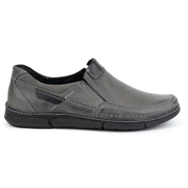Olivier Chaussures à enfiler en cuir pour hommes 62K gris