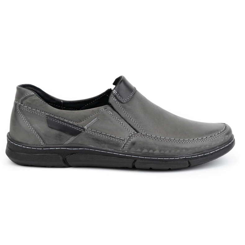 Olivier Chaussures à enfiler en cuir pour hommes 62K gris