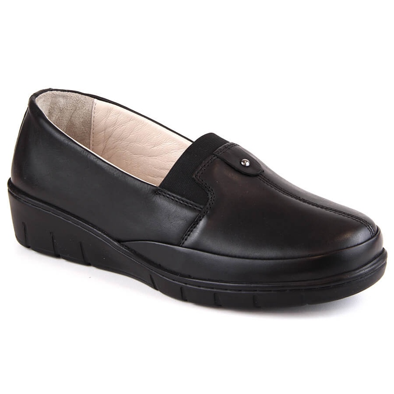 Chaussures femme confortables en cuir avec élastique noir T.Sokolski J207 le noir Chaussures femme confortables en cuir avec élastique noir T.Sokolski J207 le noir