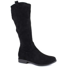 Bottines femme daim noir ajouré Vinceza 16456