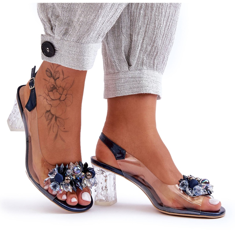 Sandales Ornées De Talons Bleu Marine S.Barski MR1037-16 incolore