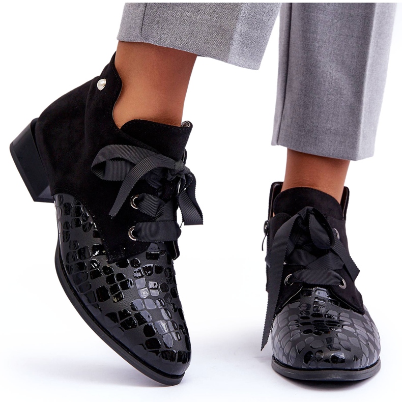 PD1 Escarpins à lacets pour femmes Noir Meroni le noir