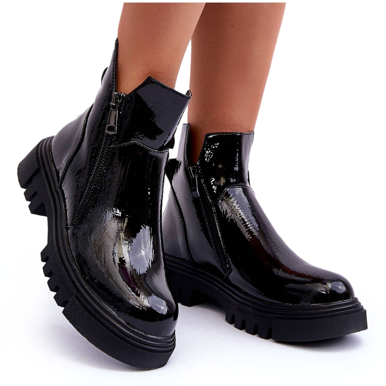 Bottes Vernies Sur Plateforme Et Talons Plats Noir Seah le noir Bottes Vernies Sur Plateforme Et Talons Plats Noir Seah le noir