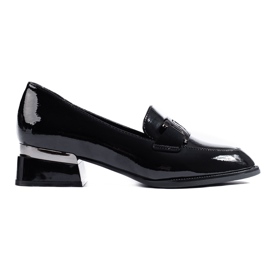 Chaussures femme laquées noires avec boucle Vinceza